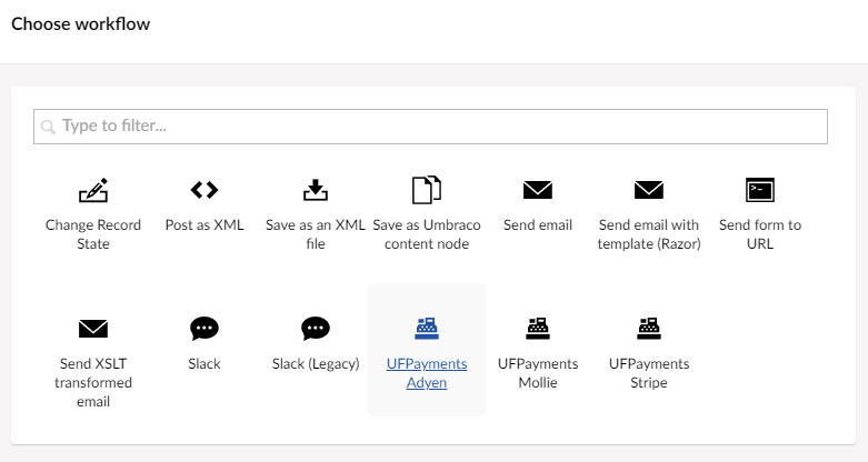 Screenshot add UFPayments Adyen workflow