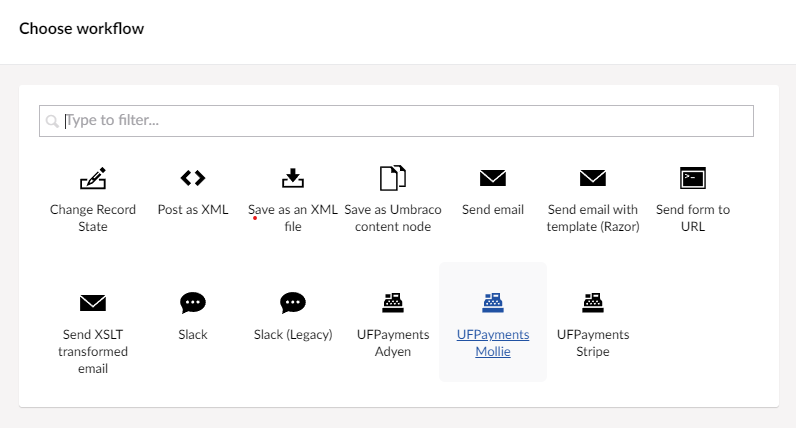 Screenshot add UFPayments Mollie workflow