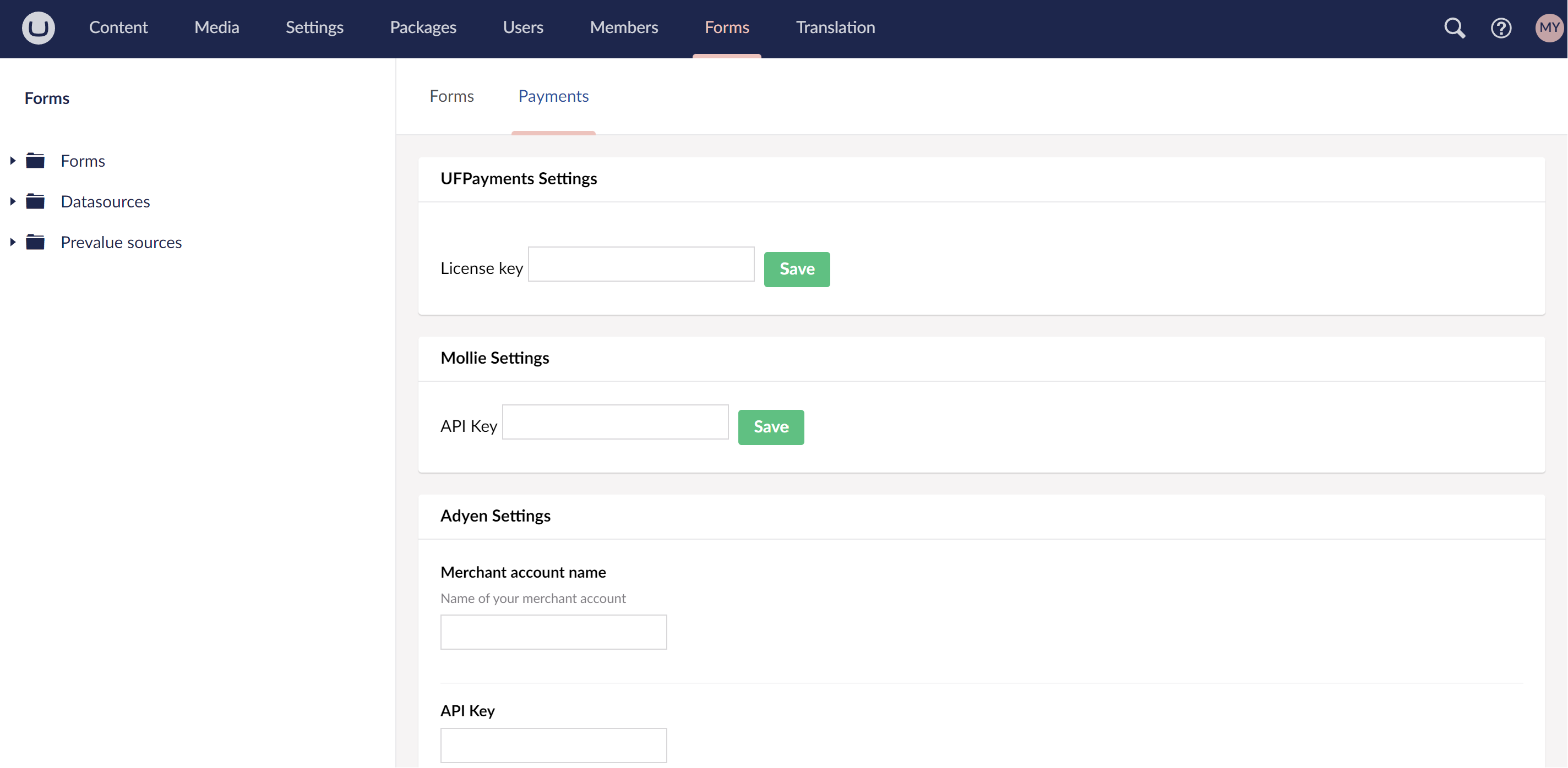 Screenshot payments dashboard